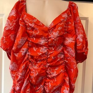 Ava & Viv smocked blouse top 3X NEW orange